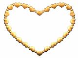 The heart made of small gold hearts and beads