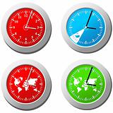 Four clock in different colors