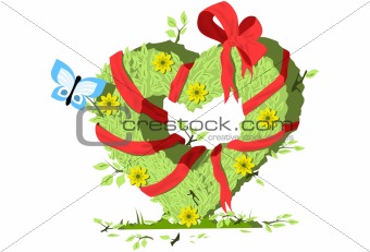 Heart shaped Bush with ribbon and bow