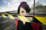 Punk Girl Behind Caution tape