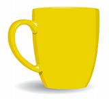 Yellow mug on white background.