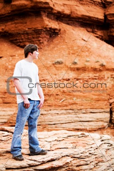 teen male in mountains