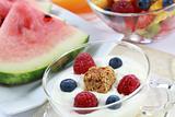 Healthy breakfast or snack - yogurt with fruits