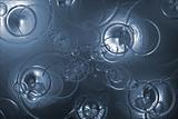 Metallic Raindrops Abstract In a Blue Water Background