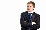 Confident young businessman full of thoughts