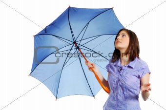 elegant young woman checking if it's still raining
