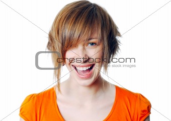 portrait of an attractive young female laughing