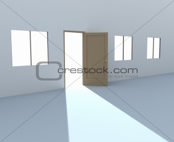 Bright light from an open door