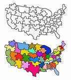 Map USA with states as a puzzle