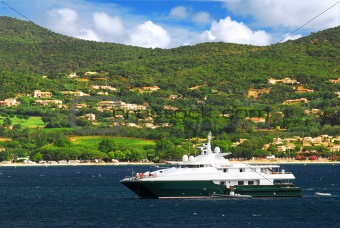 Luxury yacht at the coast of French Riviera