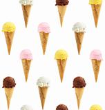 Seamless background of ice cream cones