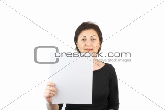Woman Holding a Blank Sign