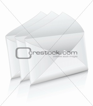 vector icon three white empty mail envelope opened