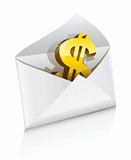 vector icon mail envelope with dollar currency sign