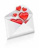 vector icon mail envelope opened with red love hearts