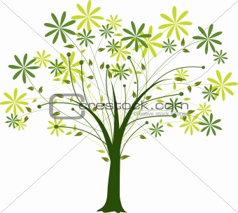 Blossoming decorative tree, vector