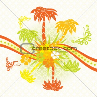 Summer scene, palms, vector