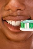 Dental hygiene, close up of black girl