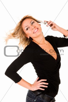 woman calling by mobile phone