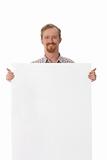 Man with blank placard 