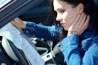 woman with map