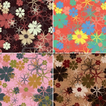 Retro floral pattern, seamless, vector