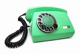 Green telephone with a disk