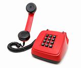 Red phone with black buttons