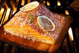 Grilled Salmon On Cedar Board