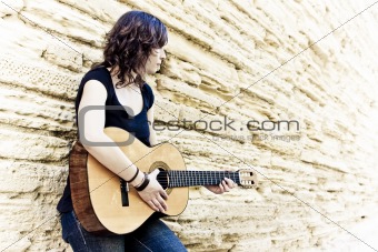 Street artist playing guitar