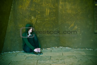 Young woman alone