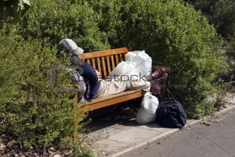 Destitute on a Park Bench