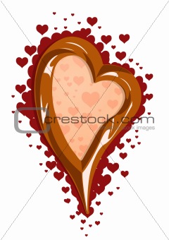 Vector illustration of chocolate heart frame