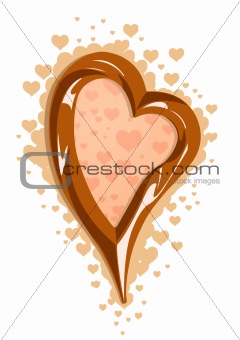 Vector illustration of milk chocolate heart frame
