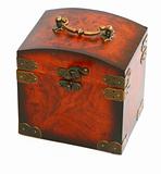 antique wooden trunk on white