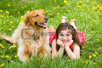 Little Girl and Dog