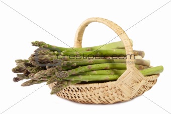 Green asparagus in a basket