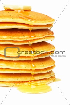 Pancakes with syrup and butter