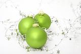 green ornaments with silver stars