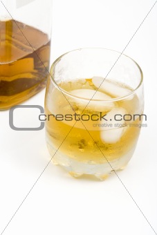 whiskey bottle and glass