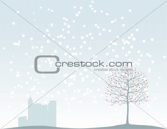 Christmas tree and the city