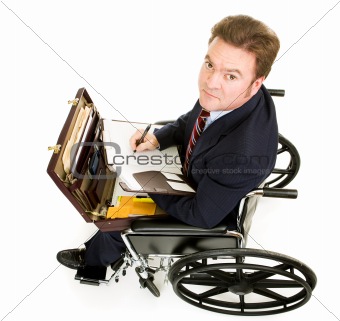 Disabled Businessman Takes Notes