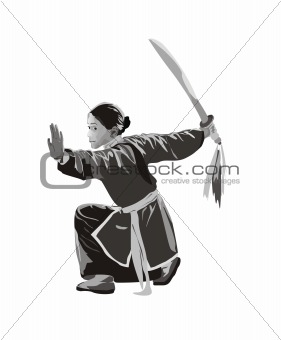 yang girl with sword