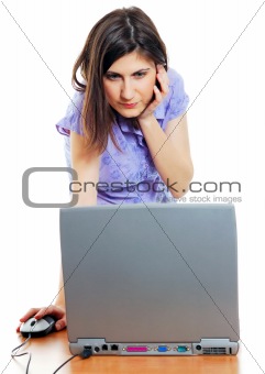 attractive young woman working with the computer