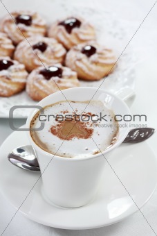 Snack with biscuits and whitecoffee