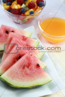 Healthy snack - fruits and juice