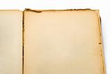 Open ancient book with blank pages