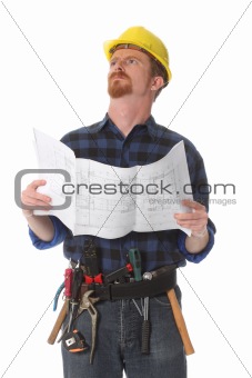 construction worker wonderfully looking up