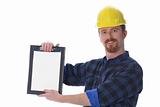 construction worker with documents
