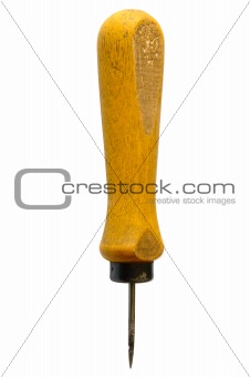 Old awl with wooden handle.
